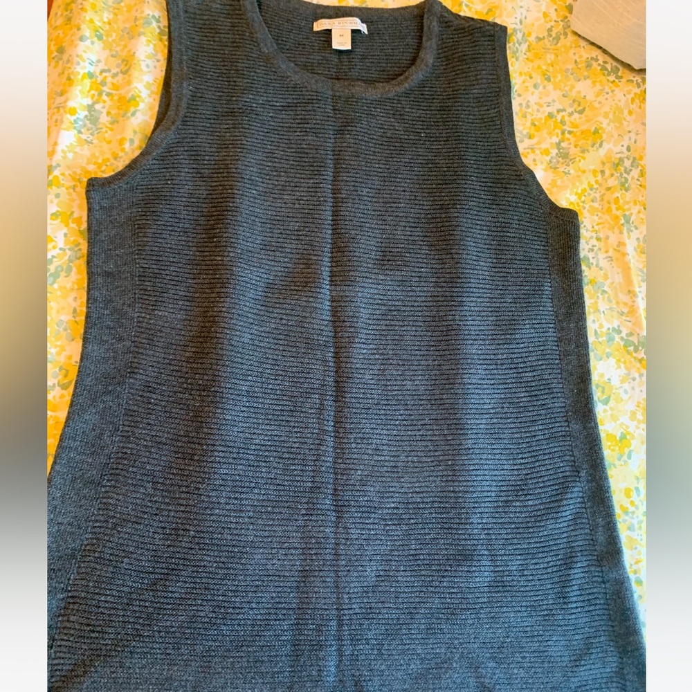 Dana Buchman Sleeveless Ribbed Sweater Medium Charcoal Gray